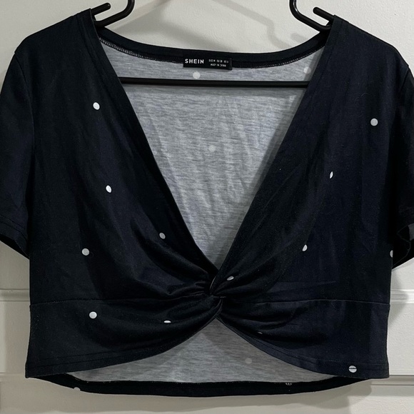 Polka Dot Twist Front Cropped Tee - Picture 5 of 9